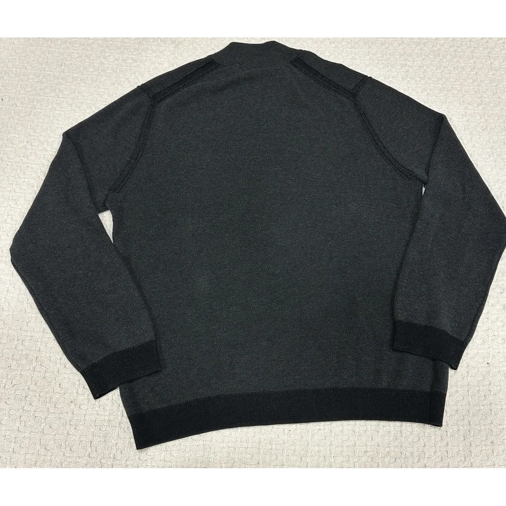 Tommy Bahama Reversible‎ Quarter Zip Sweater XL Gray 100% Pima Cotton Pullover